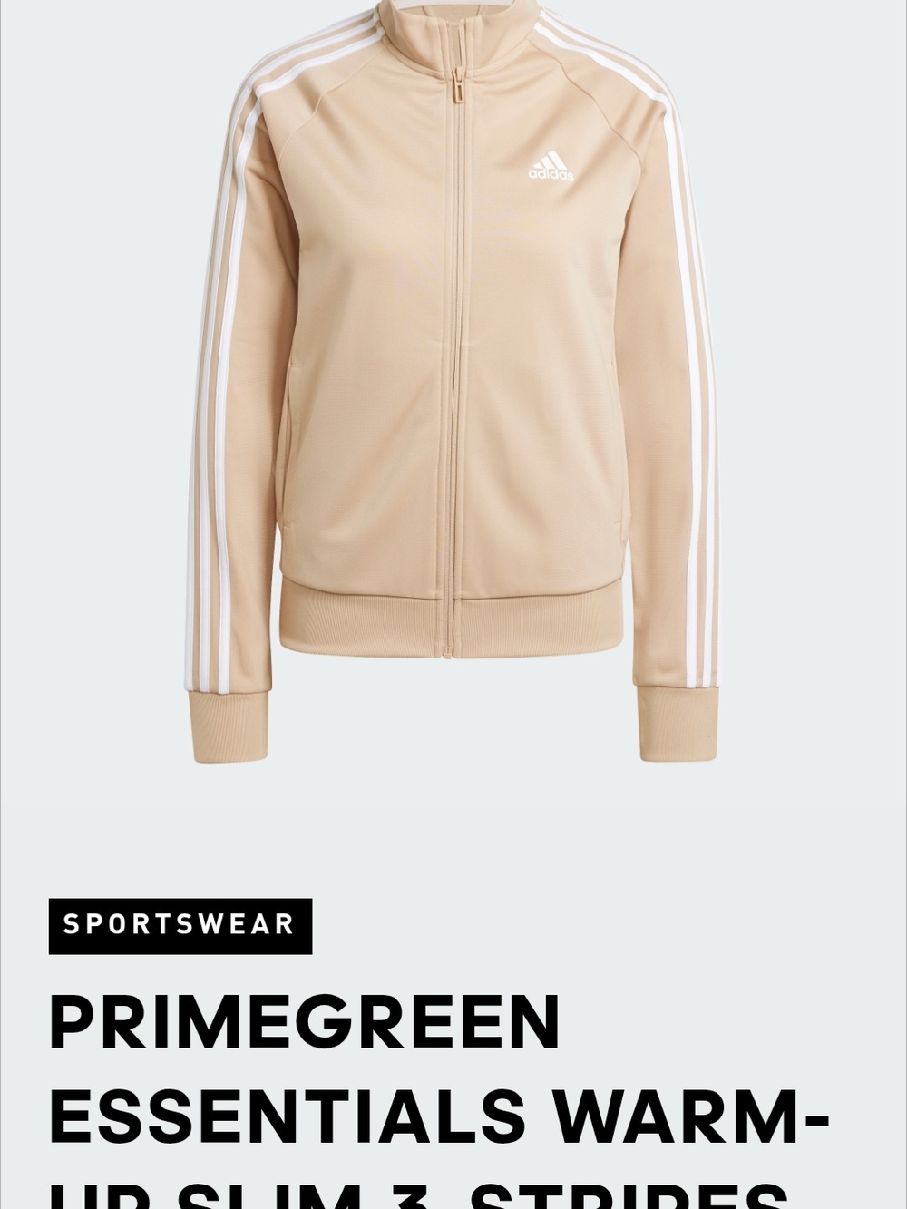 Adidas Primegreen Women's Track Jacket with White 3-Stripes